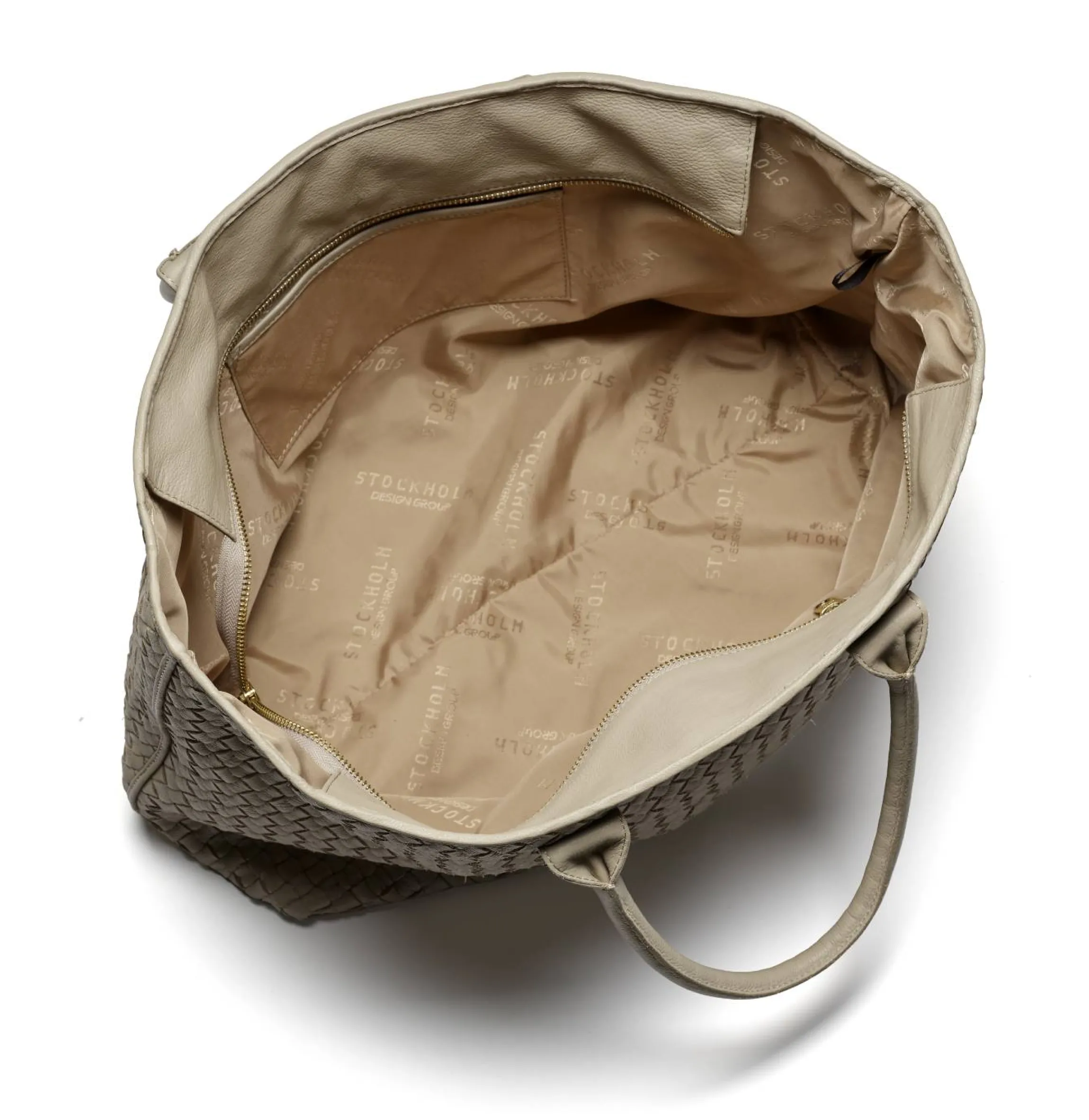 Shopper väska i flätat mjukt läder