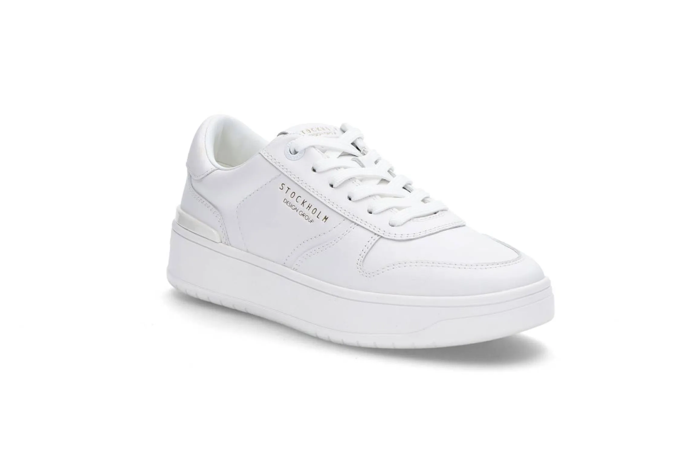 Vita lädersneakers med platå