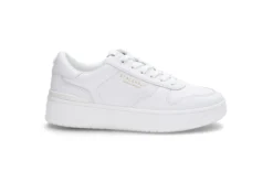 Vita lädersneakers med platå
